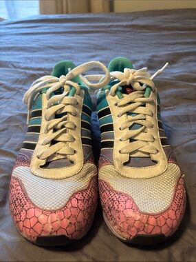 adidas Kids Pink, Teal & Black Lace-Up Sneakers
